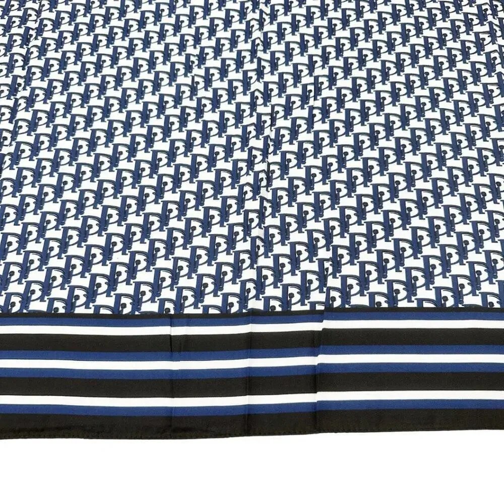 2/$30 NEW White Navy Square Printed Silky Fashion Scarf Geometric Circles Links